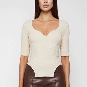 Deep hemmed ribbed top